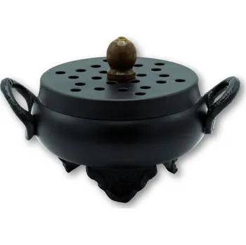 Aroma lampa Kovový kotlík na vykuřování 14 cm s perforovaným víkem, ze železa, průměr 14 cm, původ Indie