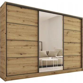 Šatní skříň Šatní skříň HARAZIA 250 se zrcadlem, dub artisan