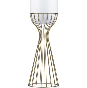 Květináč KOVOVÝ KVĚTINÁČ SE STOJÁNEM GLAM 56X20 CM BÍLÁ/ZLATÁ