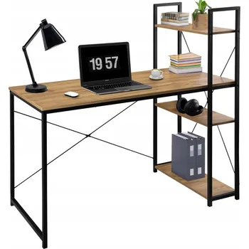 Psací stůl Psací stůl LoftInspired dub craft obdélníkový kovový se 3 policemi