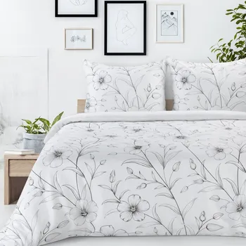 Povlečení Saténové bavlněné povlečení 160x200 cm, bílé a černé