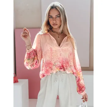 Dámská košile Dámská košile oversize s květinami KWIACYNTA DY0469 Barva: Růžová, Velikost: ONE SIZE