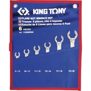 Klíč King Tony Sada 6 klíčů na brzdové potrubí 8 - 22 mm, pouzdro KT1306MRN