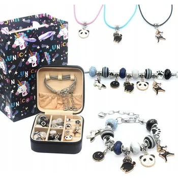 Dětské navlékací korálky SADA KORÁLKŮ PRO VÝROBU NÁRAMKŮ A BIŽUTERIE, ČERNÉ KORÁLKY, 67 KUSŮ