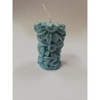 Svíčka Svíčka vonná z palmového vosku - Válec slunečnice 7 cm - tyrkys světlý Vůně: citron-grep