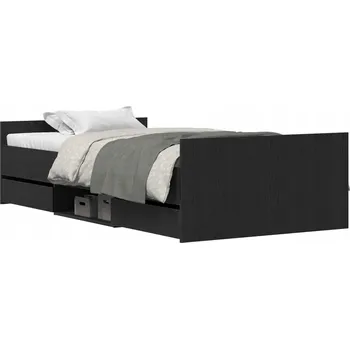 Postel Rám postele z černého dubu 203 x 103 x 50 cm se 2 zásuvkami