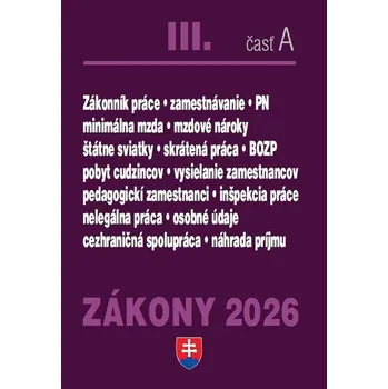 Zákony III A 2026 Pracovnoprávne vzťahy a zamestnávanie