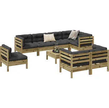 Zahradní lavice zahrada-XL 9dílná zahradní sedací souprava a podušky impregnovaná borovice 3299518
