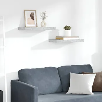 police vidaXL Plovoucí nástěnné police 2 ks 50 x 23 x 3,8 cm MDF [323809] Barva: Betonová šedá