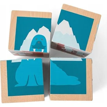 Dřevěná hračka BS Toys, 4 dřevěné stavebnice/puzzle Zvířata Arktidy