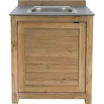 Zahradní stůl Sunfun Zoe Kuchyňský modul, 66 × 67 × 100 cm, teakové dřevo, keramika, nerez&nbsp;K2102