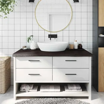 Deska pod umyvadlo vidaXL Koupelnová deska 100x60x(2-6) cm ošetřený masiv [3156136] Barva: tmavě hnědá