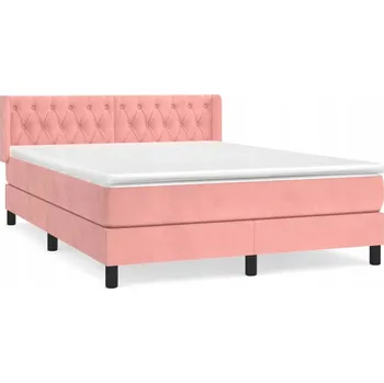 Postel Kontinentální postel s matrací, růžová, 203 x 147 x 78/88 cm, 140 x 200 cm