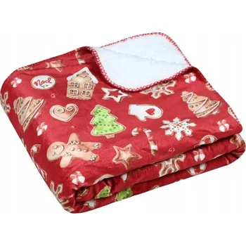 deka VÁNOČNÍ DEKA S PERNÍČKEM 130 X 160 CM ČERVENÁ POLYESTER