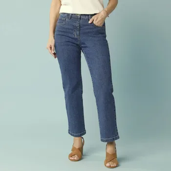 Dámské džíny Rovné zkrácené džíny pro menší postavu modrá 40