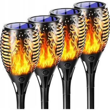 Venkovní osvětlení Solární lampa zapichovací HOŘÁK PLAMEN černá 50 cm 4 ks