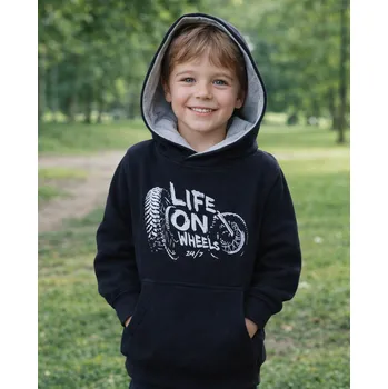 Chlapecká mikina Chlapecká mikina VENERE life on wheels přes hlavu s kapucí temně modrá Modrá tmavá, Velikost: 98 98