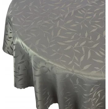 ubrus Ubrus Odolný proti Skvrnám na Stůl Tmavě šedý Grafit Vzor Lístky Kulatý prům. 80 cm