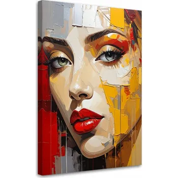 Obraz Obraz do obýváku ložnice, Žena portrét žlutá červená 20x30