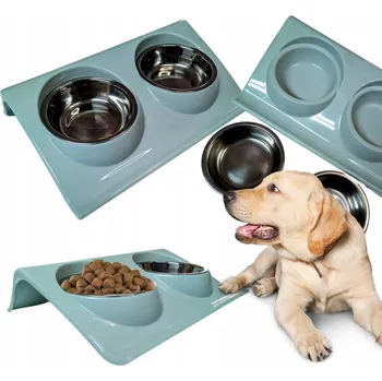 Miska pro psa Dvojitá kovová miska se stojanem PRO PSA KOČKU