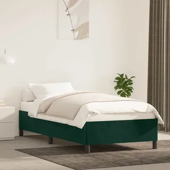 Postel vidaXL Rám postele bez matrace 90 x 190 cm samet [347296] Barva: Tmavě zelená