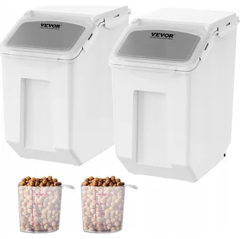 Dóza na potraviny VEVOR Nádoba na potraviny odolná proti molům 15L×2 s víkem a kolečky