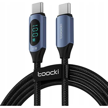 Datový kabel Kabel Toocki 100W USB-C - USB-C kabel 2m s displejem a měřičem