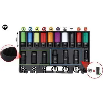 KS Tools 515.0885 Souprava speciálních silových nástrčných ořechů MASTER 1/2" na šroubová spojení u kol, 17dílná