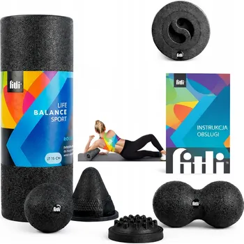 Masáž Hladký váleček Fitli 36 cm x 15 cm černý