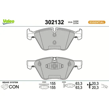Brzdová destička Sada brzdových destiček, kotoučová brzda VALEO 302132