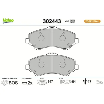 Autodíl Sada brzdových destiček, kotoučová brzda VALEO 302443
