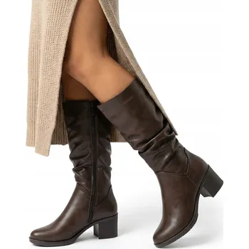 Dámské kozačky Wojtyłko dámské kozačky do půlky lýtek na sloupkovém podpatku, velikost 36