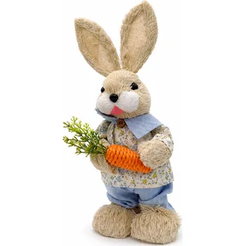 Velikonoční dekorace Velikonoce Slámový Velikonoční zajíc kluk XY24W34C-1 33 cm