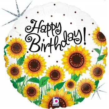 Balónek Fóliový balón Happy Birthday slunečnice 45cm
