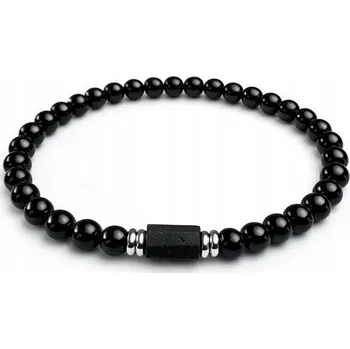 Náramek Pánský náramek černý turmalín lávový kámen nastavitelný ocel 316L