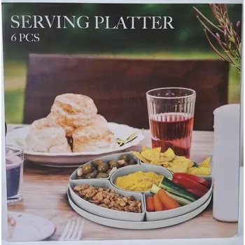 Sada Melaminového Nádobí pro Servírování, Šedý Podnos, 6 Kusů