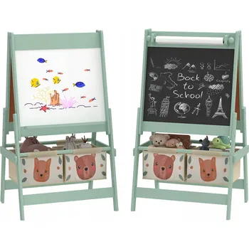 Kancelářský nábytek Dětská tabule 3v1 s rolí papíru, Křídová tabule zelená