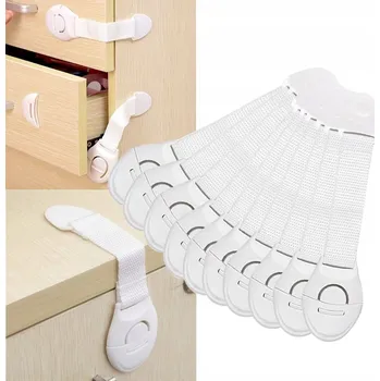 Obraz V2 ZÁBRANA ZÁSUVKOVÝCH SKŘÍNĚK BLOKÁDA NA NÁBYTEK DVEŘÍ PROTI DĚTEM 10 Ks