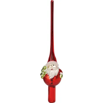 Vánoční dekorace H&L Špička na vánoční stromek Santa 26cm, bílá s červenou