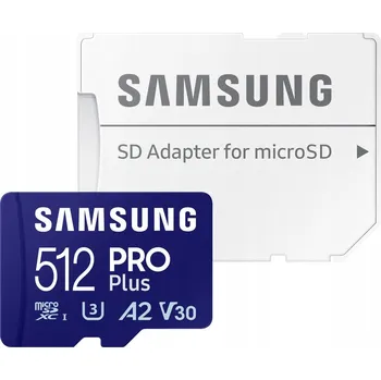 Paměťová karta MicroSDXC karta Samsung Pro Plus 512 GB UHS-I U3 Full HD 4K + SD adaptér
