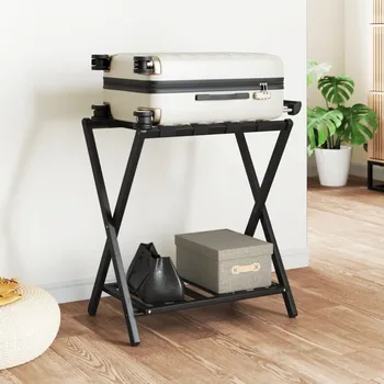 Stojan na zavazadlo černý 68 x 38 x 58 cm bambus - 8720845433291