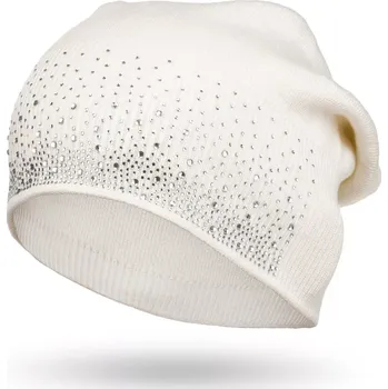 Čepice Dámská čepice zdobená kamínky PTN HAT-01 Peterson bílá