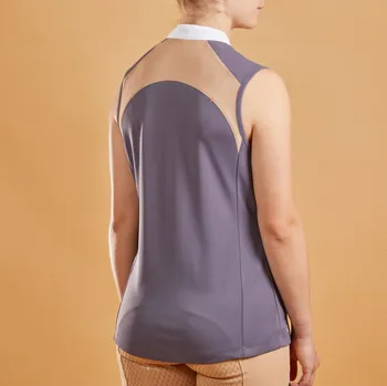 Pánské tričko FOUGANZA Dámské jezdecké tílko 500 MESH fialové 38 BÉŽOVÁ|FIALOVÁ