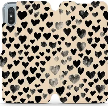 Pouzdro na mobilní telefon Flipové pouzdro Mobiwear - Xiaomi Redmi 9A / 9AT - VA51S Černá srdíčka - VÝPRODEJ (Knížkové flip pouzdro, obal, kryt na mobil Xiaomi Redmi 9A / 9AT - VA51S Černá srdíčka, materiál Umělá kůže + TPU - ochrana 360°, stojánek, silikonová vanička, magnetické)