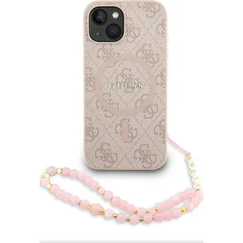 Pouzdro na mobilní telefon Guess PU Leather 4G Colored Ring Strap MagSafe pro Apple iPhone 13 růžové