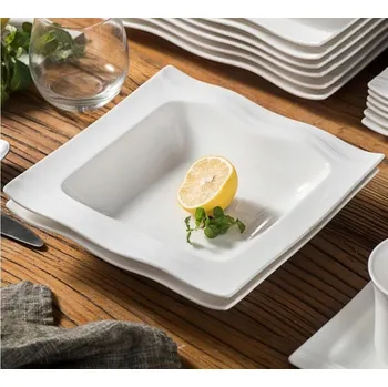 Talíř Jídelní servis velký sváteční MALACASA MARIO bílý porcelán 60 ks pro 12 osob