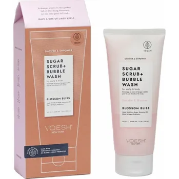 Masážní přístroj NoName VOESH_Cukrový peeling + Bubble Wash cukrový peeling na tělo a pokožku hlavy Blossom Bliss 210g
