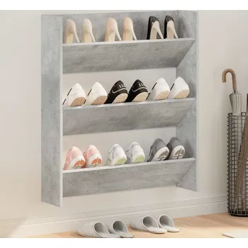 Botník vidaXL Nástěnný botník 80 x 18 x 90 cm kompozitní dřevo [806783] Barva: Betonová šedá