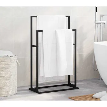 Držák na ručník vidaXL Volně stojící stojan na ručníky 48 x 24 x 78,5 cm železo [343088] Barva: Černá