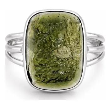 Prsten Stříbrný prsten s vltavínem 2,0cm x 1,5cm